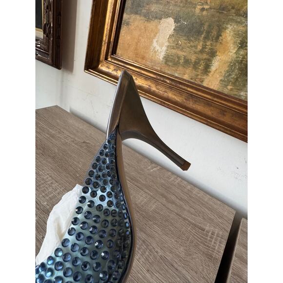 Jeffrey Campbell Romantique Blue Clear Rhinestones Pointed Toe Pump 8.5 w box - Picture 13 of 14